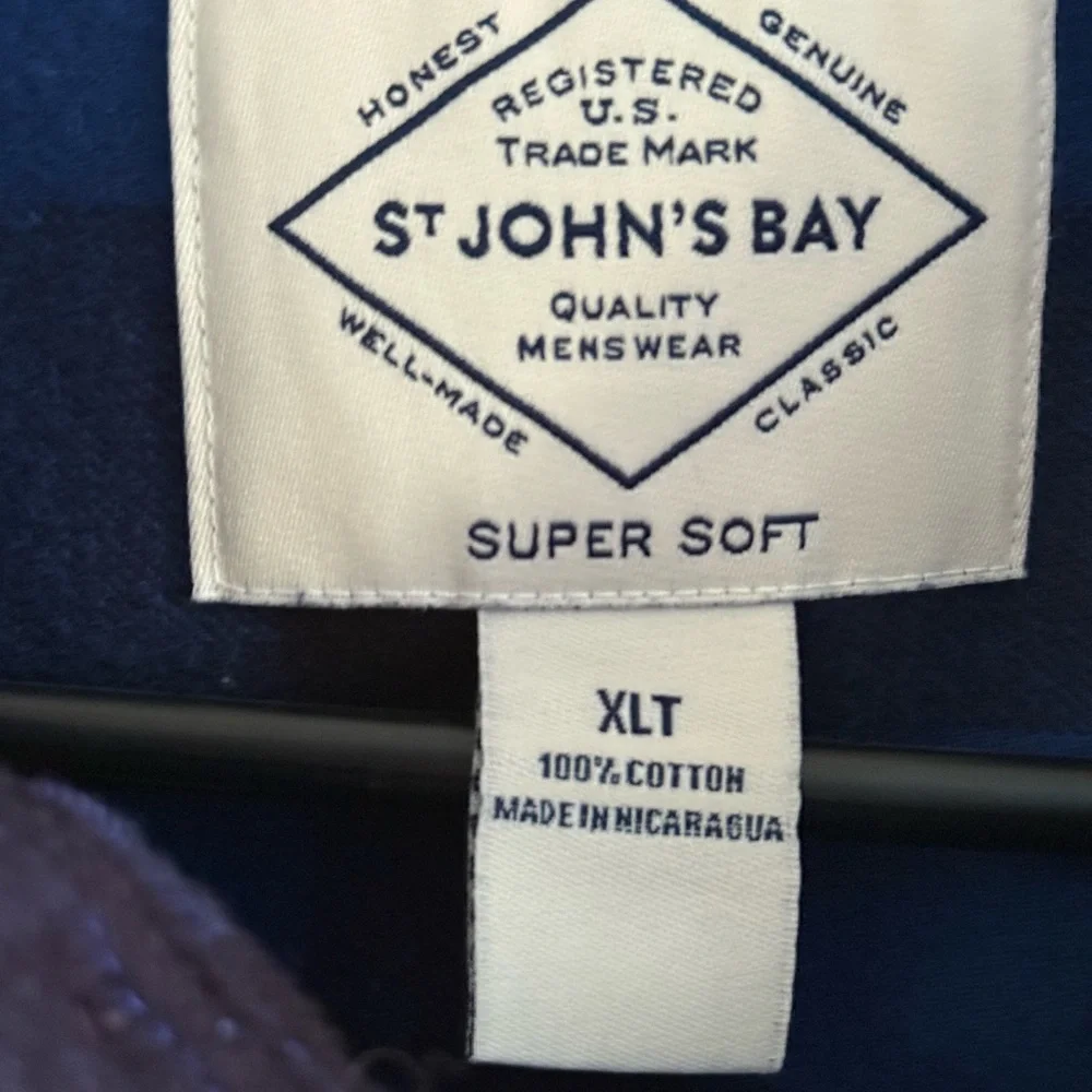 St. John's Bay Blue and Brown Plaid Men's Shirt - Picture 2 of 4